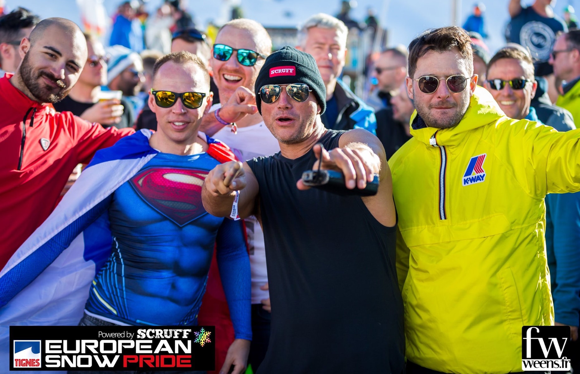 PERFORMING ON THE DANCE FLOOR. INTERACTING WITH THE CROWD AT EUROPEAN SNOW PRIDE 2019